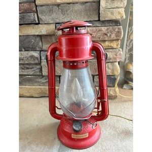Vintage Dietz Junior Red Kerosene Lantern No. 20 Original Globe Barn Farm Decor